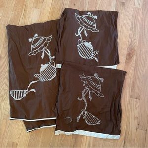 Vintage brown tea party napkins (2) and table cloth